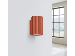 New Sollux Lighting Lámpara de pared Gloow minimalista de aluminio - 1 fuentes luminosas 3000K - L.6,5 x A.10 cm - ocre Rojo