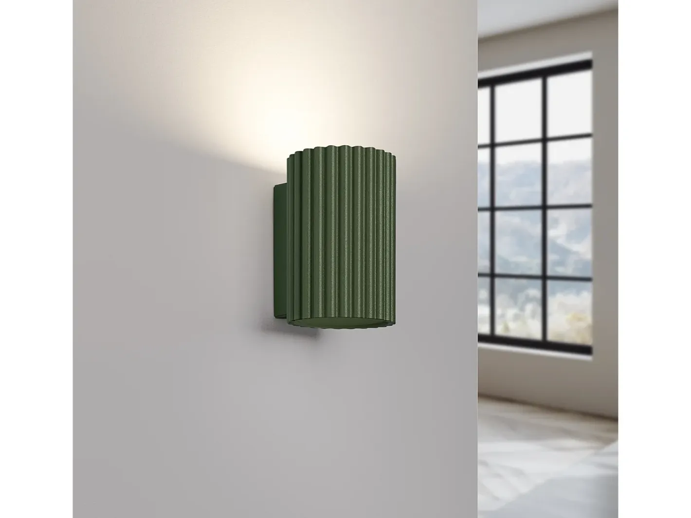 Sollux Lighting Aplique Para Pared-Lámpara de pared Gloow minimalista de aluminio - 1 fuentes luminosas 3000K - L.6,5 x A.10 cm - oliva Verde