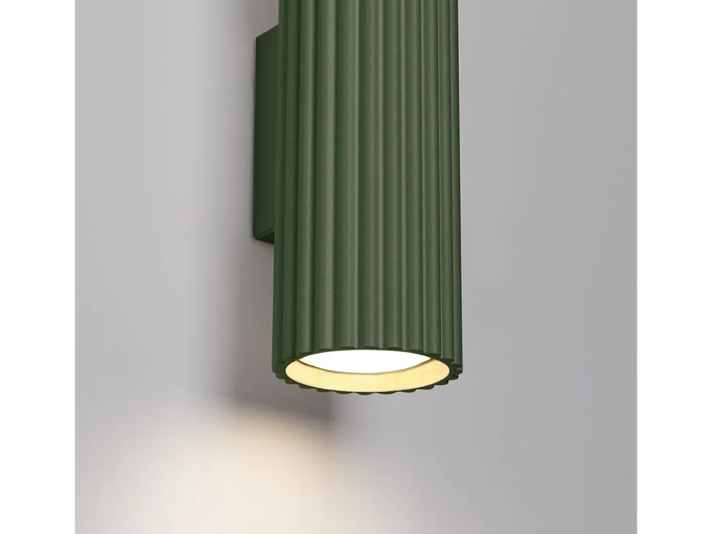 Clearance Sollux Lighting Lámpara de pared Gloow minimalista de aluminio - 2 fuentes luminosas 4000K - L.6,5 x A.20 cm - oliva Verde