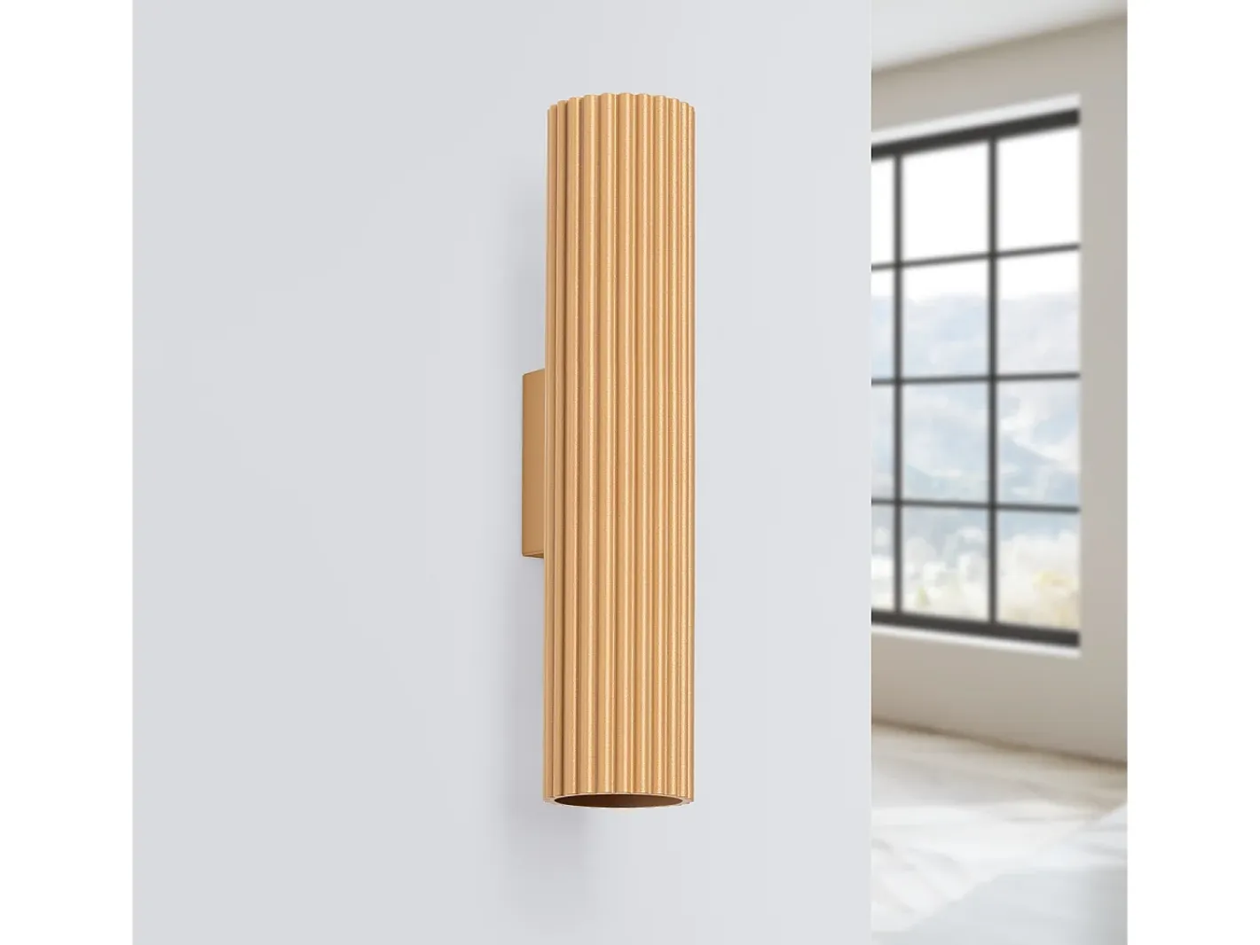 Outlet Sollux Lighting Lámpara de pared Gloow minimalista de aluminio - 2 fuentes luminosas 3000K - L.6,5 x A.30 cm - Dorado