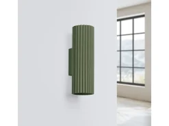 Sollux Lighting Aplique Para Pared-Lámpara de pared Gloow minimalista de aluminio - 2 fuentes luminosas 3000K - L.6,5 x A.20 cm - oliva Verde