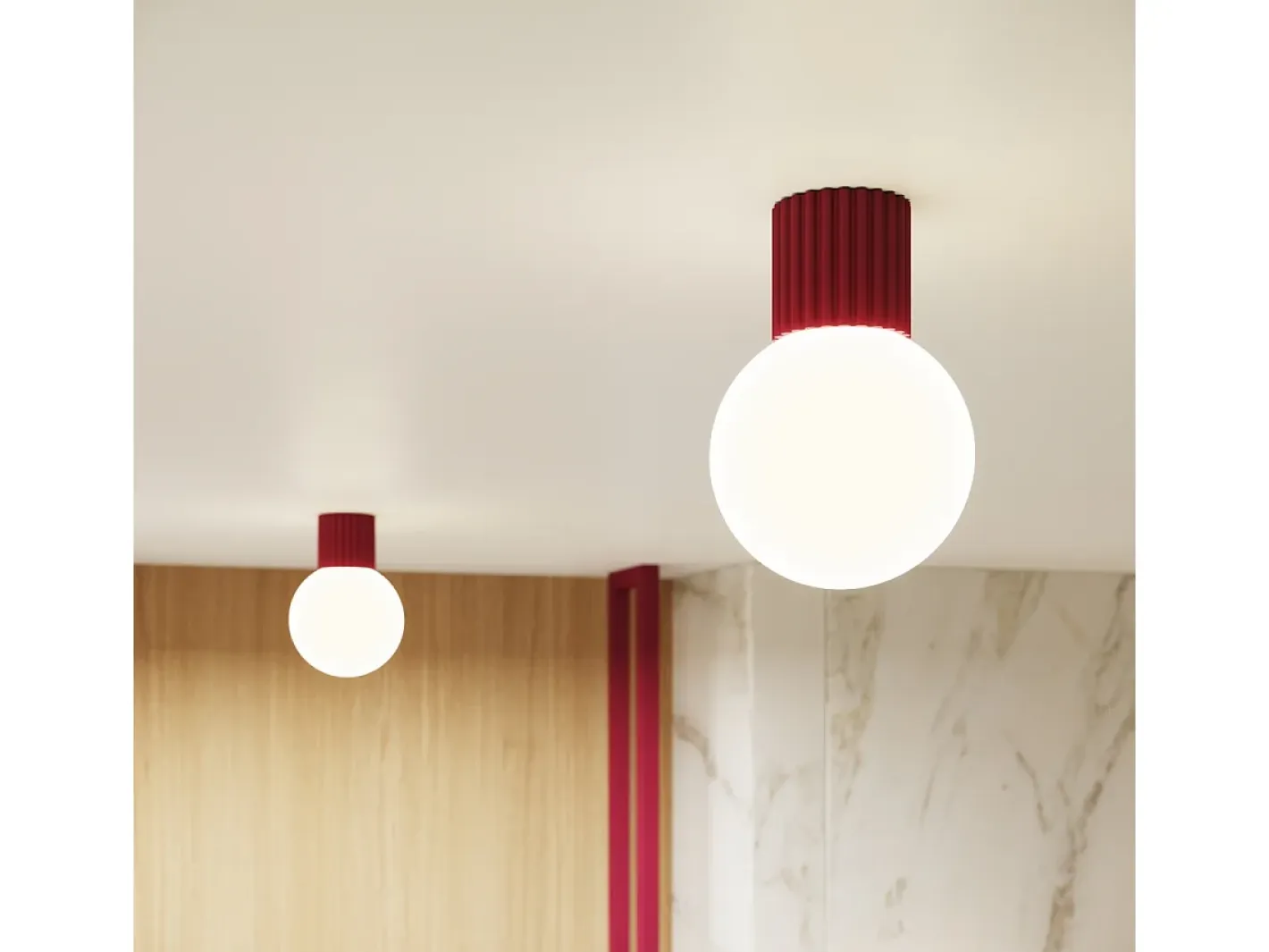 Sollux Lighting Aplique Para Pared-Lámpara De Pared Halo Moderno De Aluminio/Vidrio - 1 Fuentes Luminosas - L.12 X A.12 Cm - Borgoña Rojo