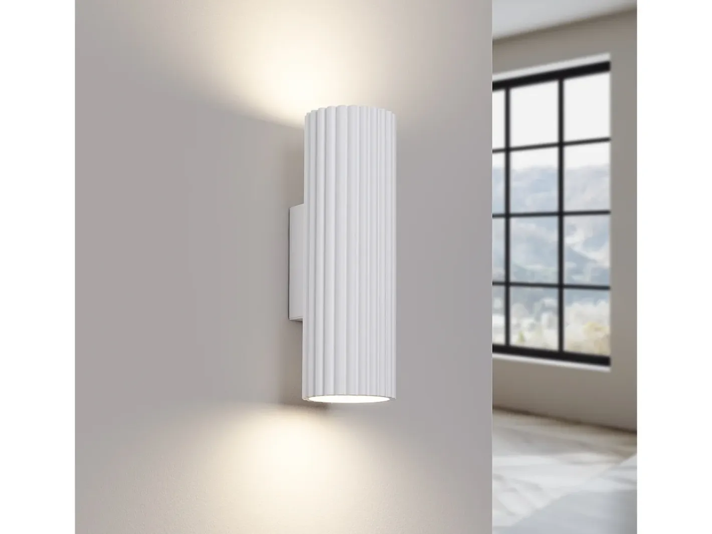 Sollux Lighting Lámpara De Pared Karbon Minimalista De Aluminio - 2 Fuentes Luminosas - L.6,5 X A.20 Cm - Blanco New