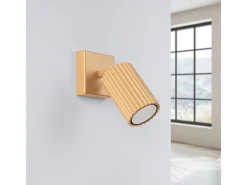 Outlet Sollux Lighting Lámpara De Pared Karbon Minimalista De Aluminio - 1 Fuentes Luminosas - L.8 X A.8 Cm - Dorado
