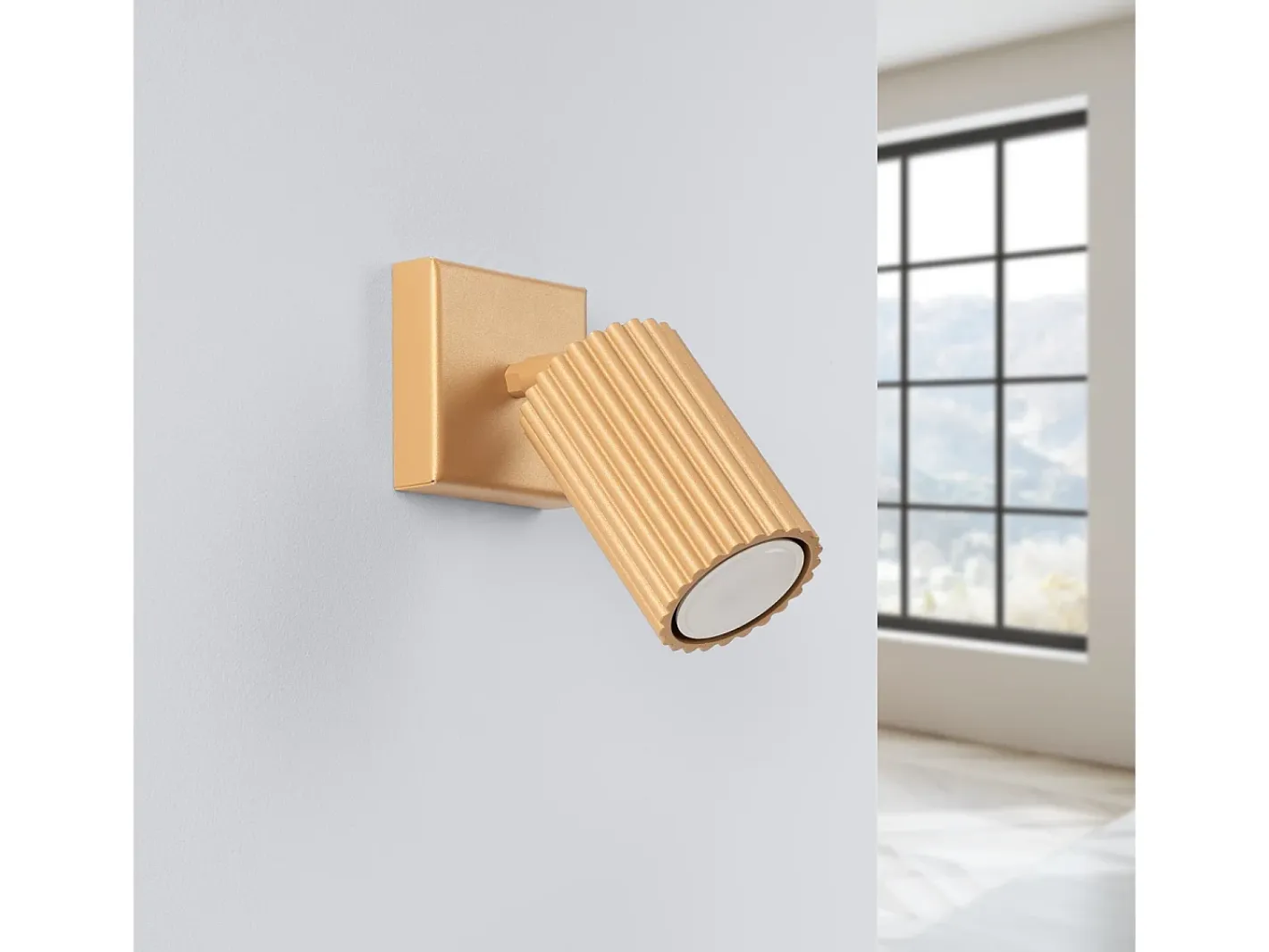 Outlet Sollux Lighting Lámpara De Pared Karbon Minimalista De Aluminio - 1 Fuentes Luminosas - L.8 X A.8 Cm - Dorado