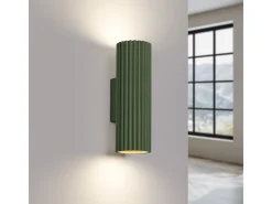 Sollux Lighting Lámpara De Pared Karbon Minimalista De Aluminio - 2 Fuentes Luminosas - L.6,5 X A.20 Cm - Oliva Verde