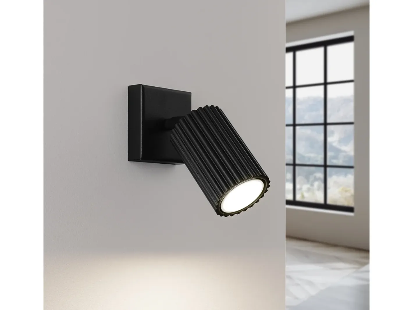 Outlet Sollux Lighting Lámpara De Pared Karbon Minimalista De Aluminio - 1 Fuentes Luminosas - L.8 X A.8 Cm - Negro