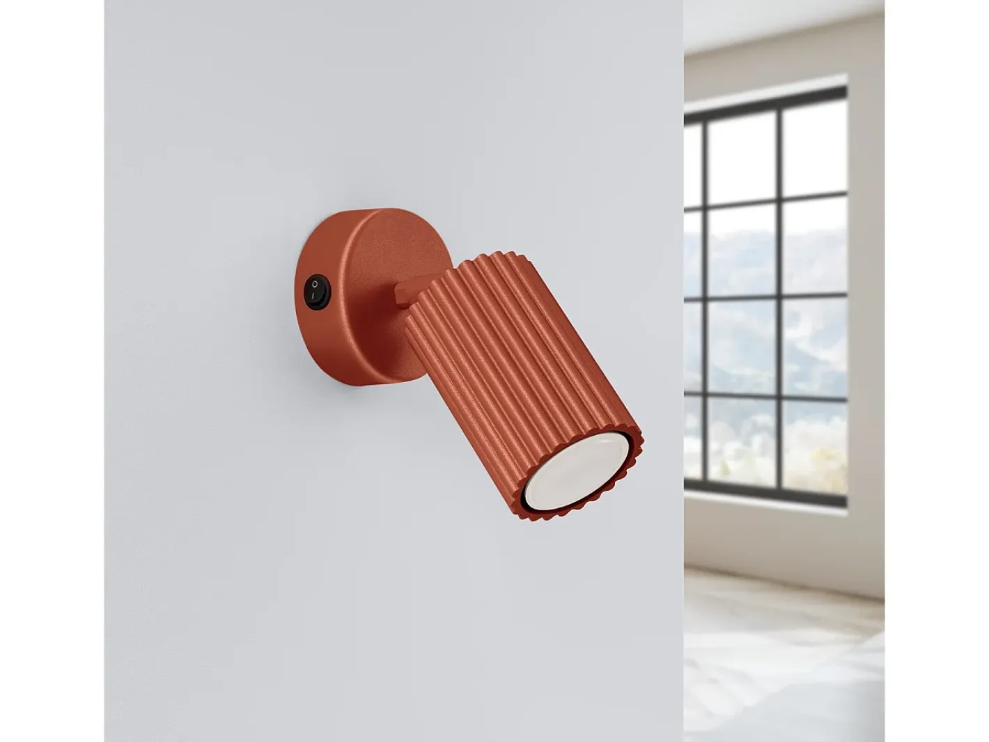 Sollux Lighting Aplique Para Pared-Lámpara De Pared Karbon Minimalista De Aluminio - 1 Fuentes Luminosas - L.8 X A.16 Cm - Ocre Rojo