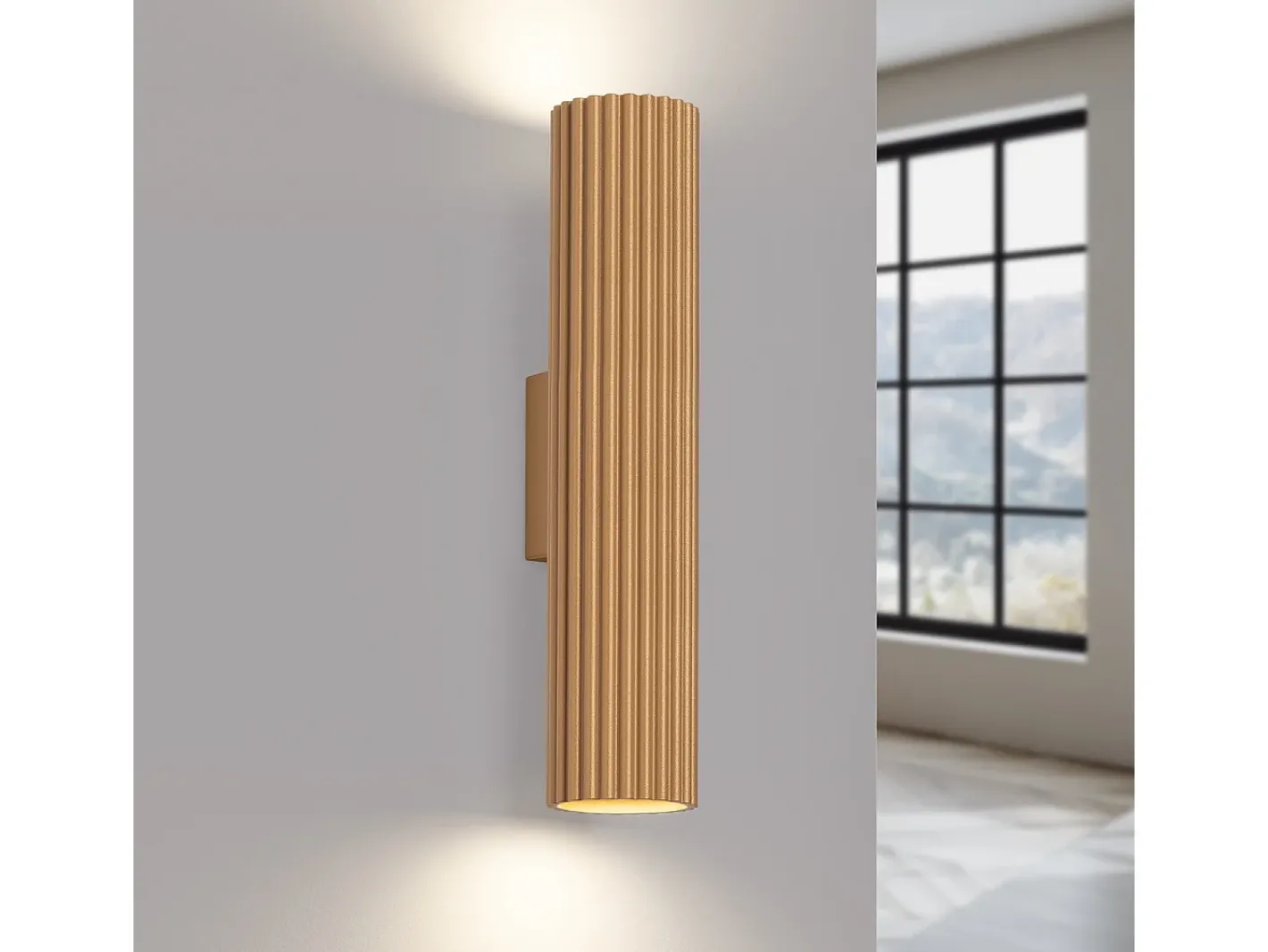 Sollux Lighting Lámpara De Pared Karbon Minimalista De Aluminio - 2 Fuentes Luminosas - L.6,5 X A.30 Cm - Dorado Hot