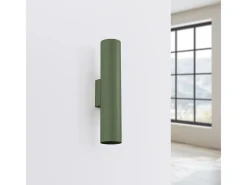 New Sollux Lighting Lámpara De Pared Lagos Desván De Acero - 2 Fuentes Luminosas - L.6 X A.30 Cm - Oliva Verde