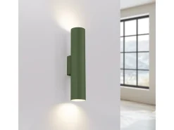 New Sollux Lighting Lámpara De Pared Lagos Desván De Acero - 2 Fuentes Luminosas - L.6 X A.30 Cm - Oliva Verde