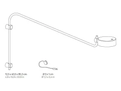Plafón-Lámpara de pared LED Zafferano SUPER O con brazo recargable y regulable Negro