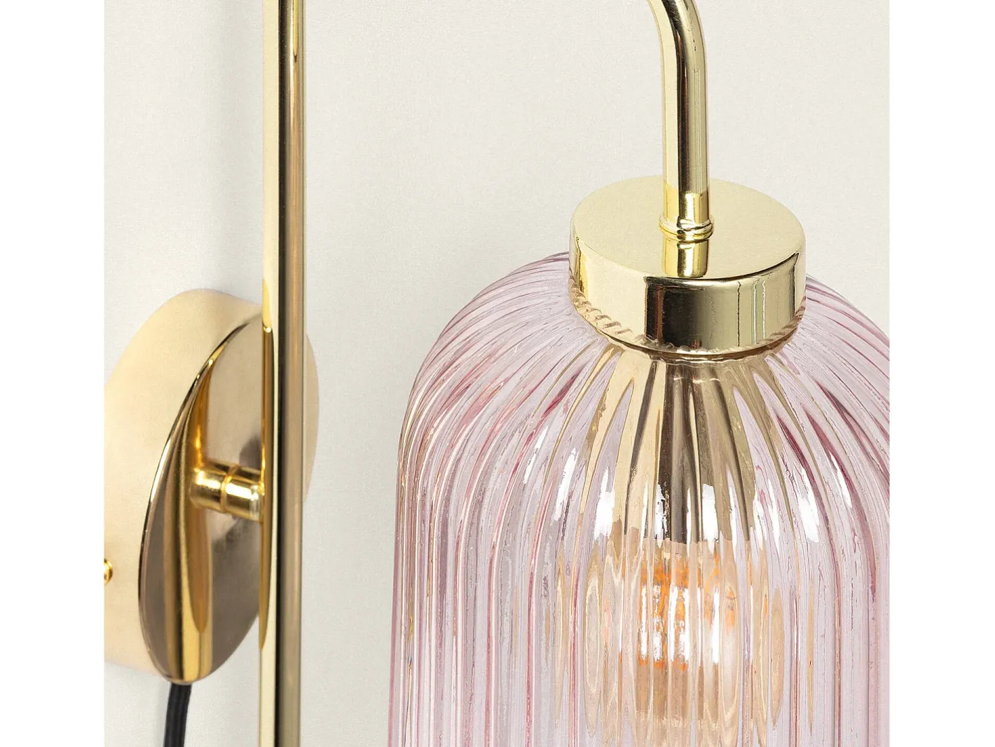 Ledkia Aplique Para Pared-Lámpara de Pared Metal y Cristal Belino Rosa Multicolor