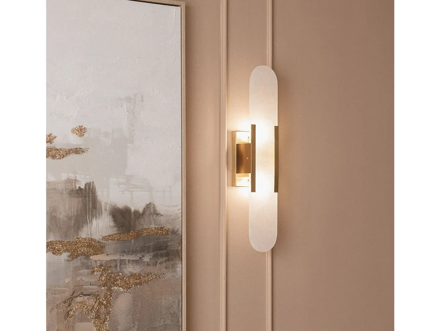 Ledkia Lámpara de Pared Metal y Mármol Nandra Dorado New