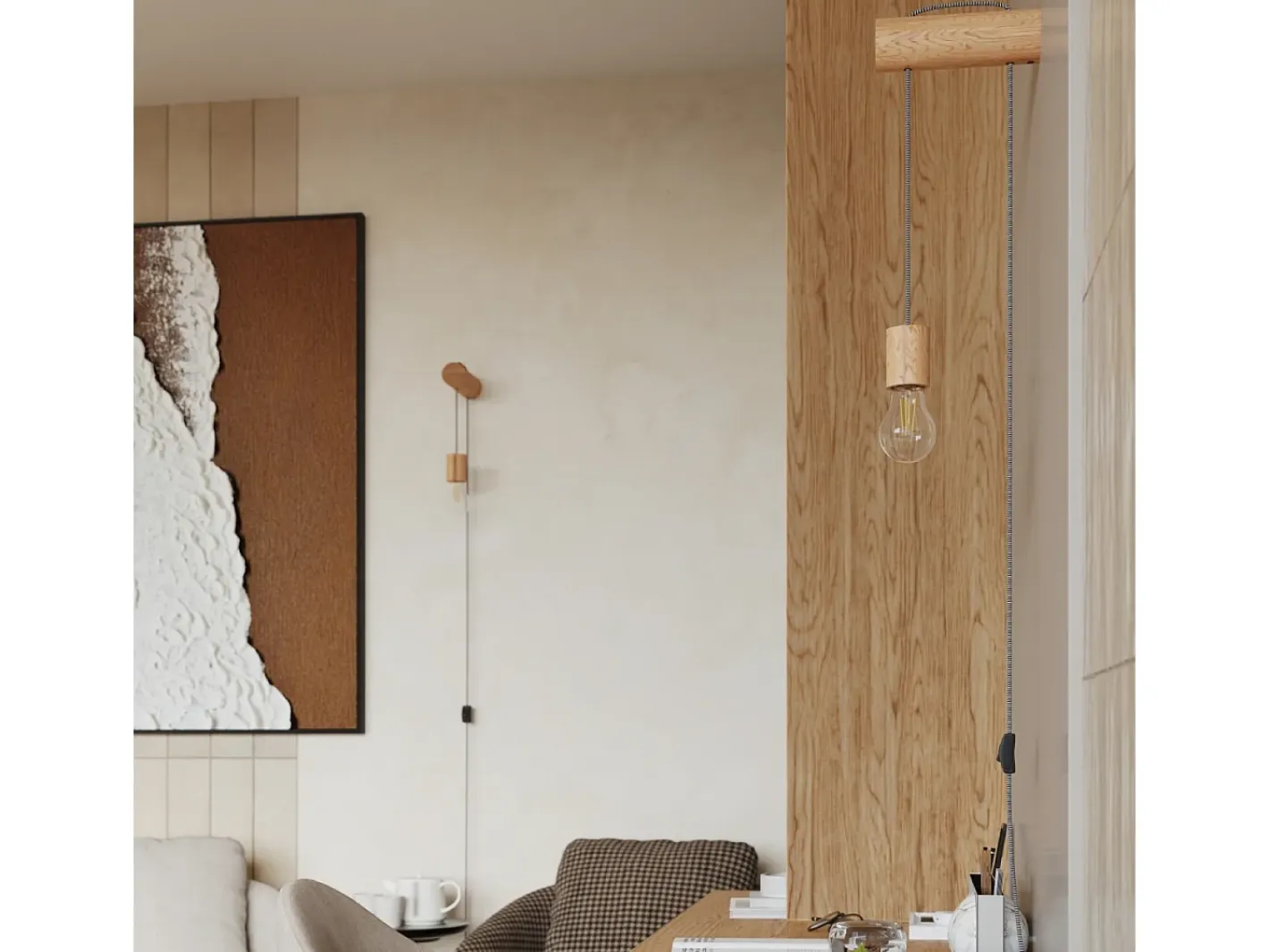 Hot Sollux Lighting Lámpara De Pared Nimbi Desván De Madera - 1 Fuentes Luminosas - L.6 X A.55 Cm - Madera Natural//Negro Blanco