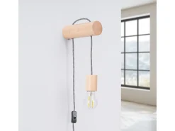Hot Sollux Lighting Lámpara De Pared Nimbi Desván De Madera - 1 Fuentes Luminosas - L.6 X A.55 Cm - Madera Natural//Negro Blanco