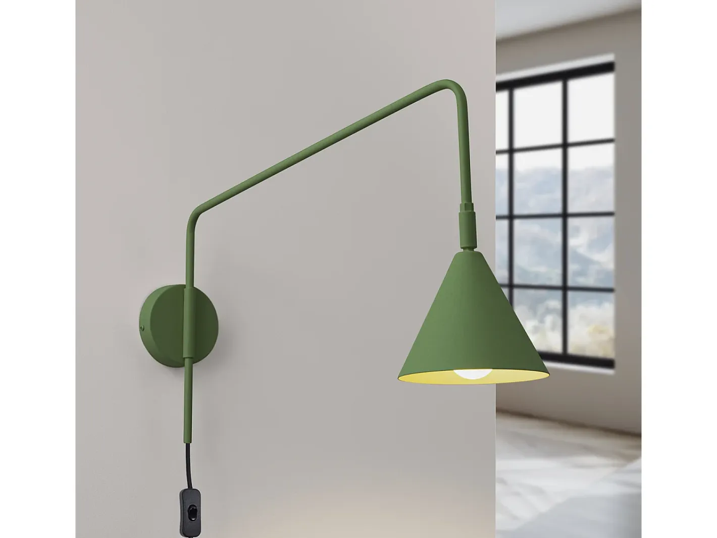Sollux Lighting Aplique Para Pared-Lámpara De Pared Nox Moderno De Acero - 1 Fuentes Luminosas - L.14 X A.30 Cm - Oliva Verde