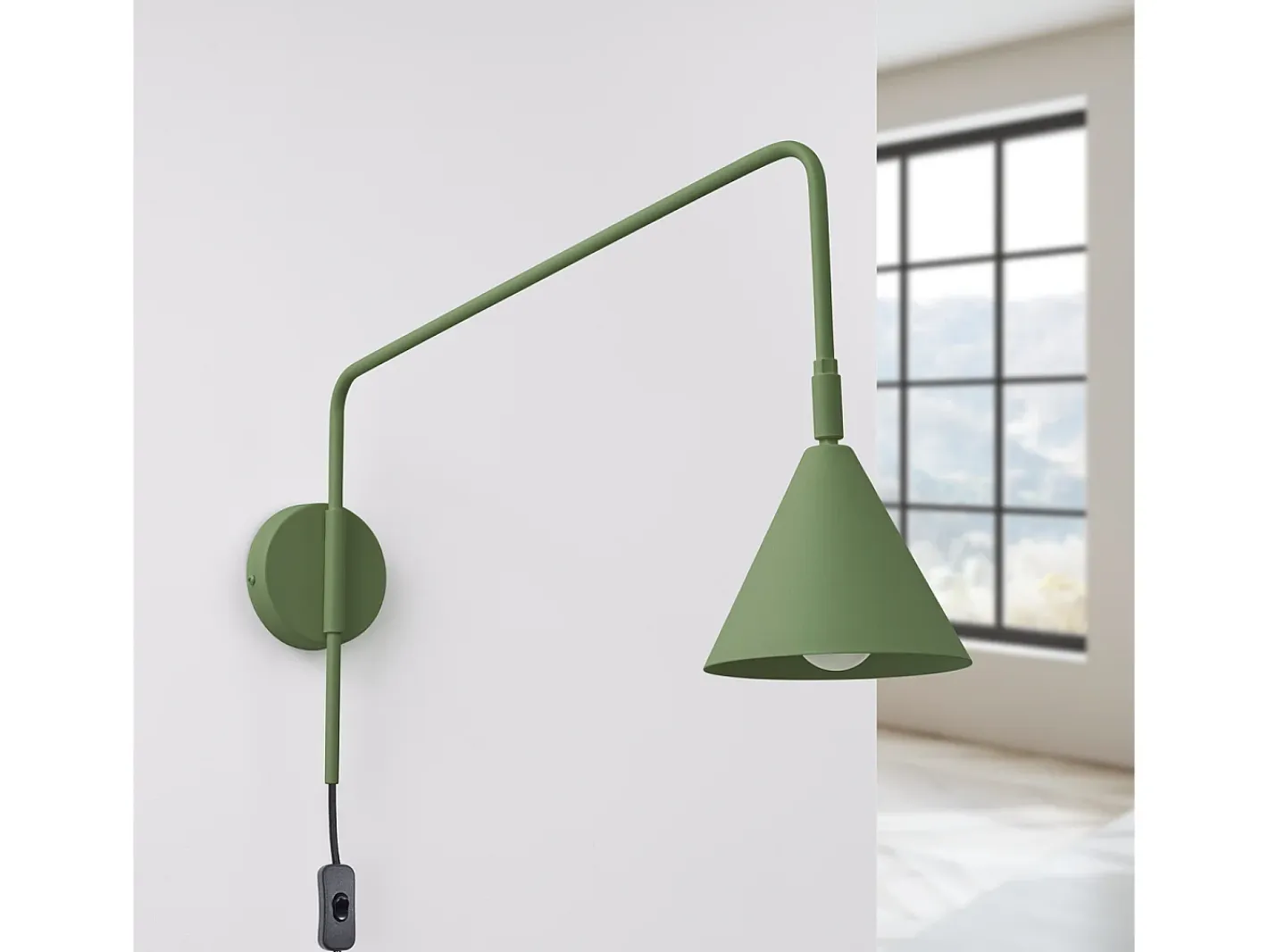 Sollux Lighting Aplique Para Pared-Lámpara De Pared Nox Moderno De Acero - 1 Fuentes Luminosas - L.14 X A.30 Cm - Oliva Verde