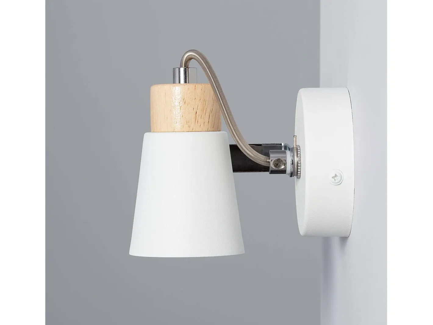 Discount Ledkia Lámpara de Pared Orientable Metal y Madera 1 Foco Mara Blanco Multicolor