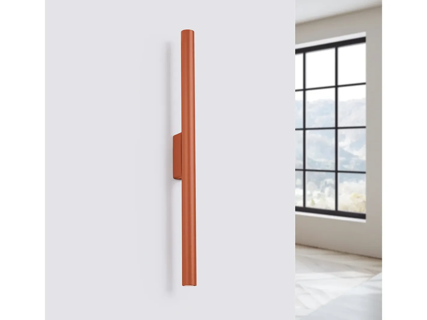 Sollux Lighting Aplique Para Pared-Lámpara De Pared Pastelo Moderno De Acero - 2 Fuentes Luminosas - L.2,5 X A.50 Cm - Ocre Rojo