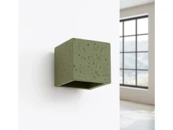 Sollux Lighting Aplique Para Pared-Lámpara de pared Quad industrial de concreto - 1 fuentes luminosas - L.10 x A.10 cm - oliva Verde