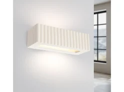 Sollux Lighting Lámpara de pared Rigata moderno de cerámica - 1 fuentes luminosas - L.34 x A.10 cm - Blanco Hot