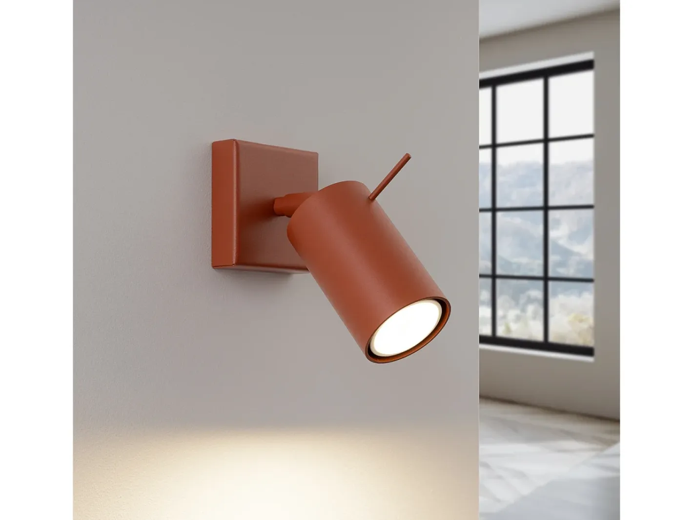 Outlet Sollux Lighting Lámpara De Pared Ring Moderno De Acero - 1 Fuentes Luminosas - L.8 X A.8 Cm - Ocre Rojo
