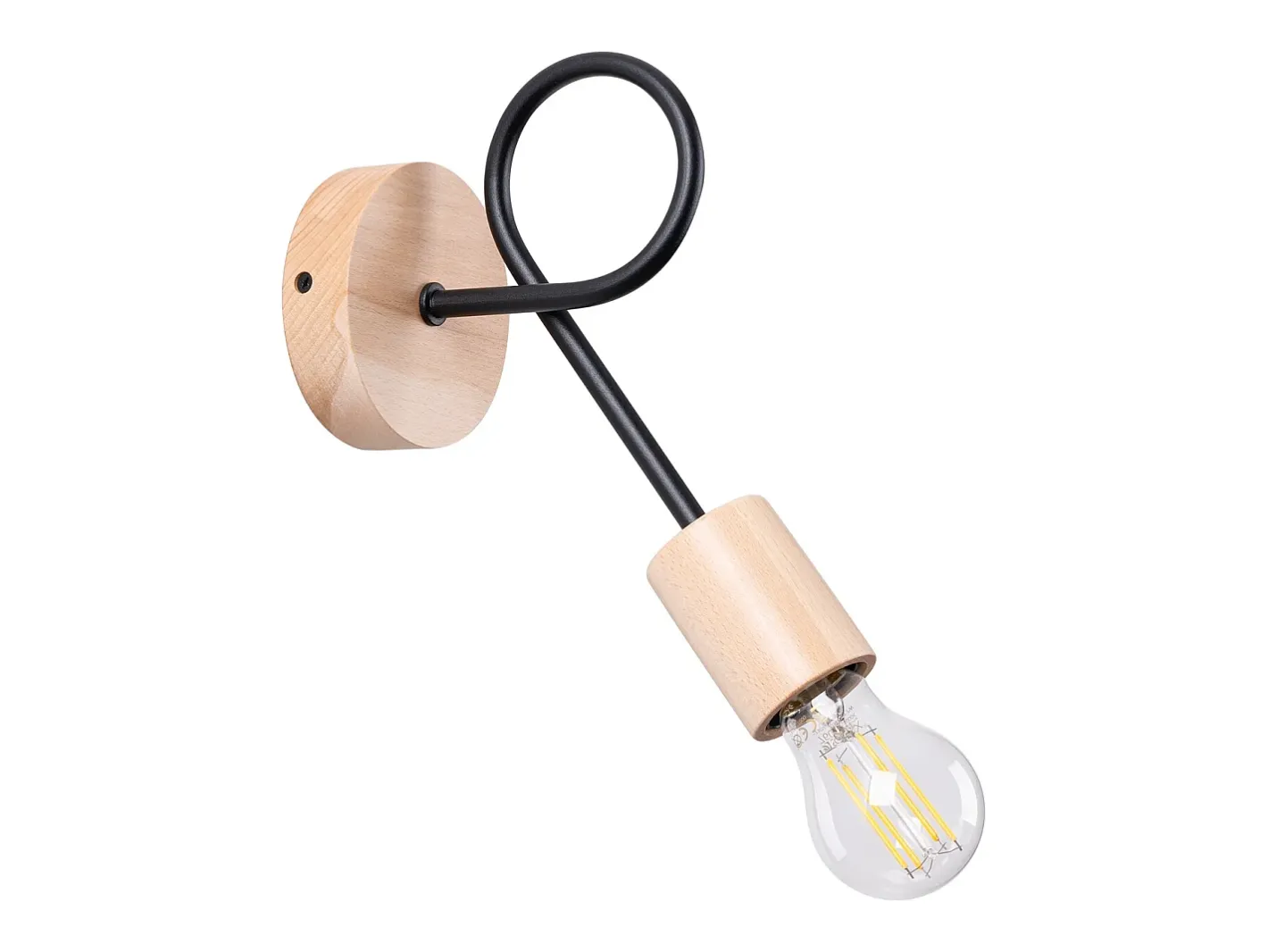Sollux Lighting Aplique Para Pared-Lámpara de pared Sparkon minimalista de acero/madera - 1 fuentes luminosas 3000K - L.10 x A.24 cm - /madera natural Negro