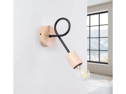 Sollux Lighting Aplique Para Pared-Lámpara de pared Sparkon minimalista de acero/madera - 1 fuentes luminosas 3000K - L.10 x A.24 cm - /madera natural Negro
