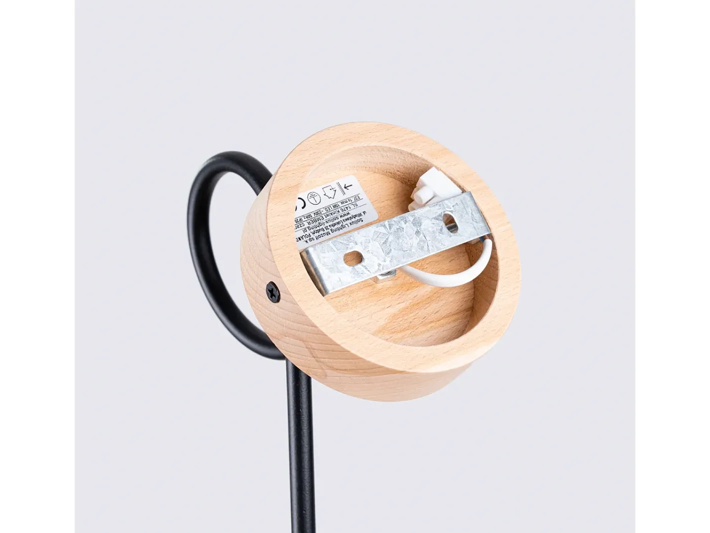 Clearance Sollux Lighting Lámpara de pared Sparkon minimalista de acero/madera - 1 fuentes luminosas 4000K - L.10 x A.24 cm - /madera natural Negro
