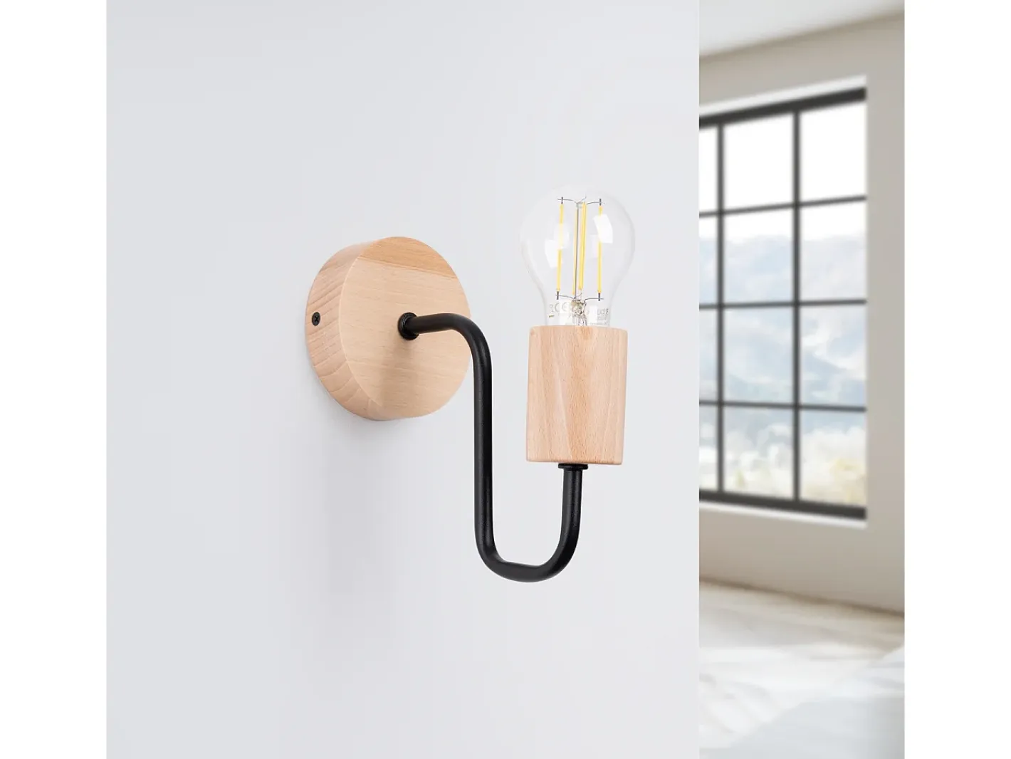 Sollux Lighting Aplique Para Pared-Lámpara De Pared Timbo Desván De Acero/Madera - 1 Fuentes Luminosas - L.8 X A.18,5 Cm - /Madera Natural Negro