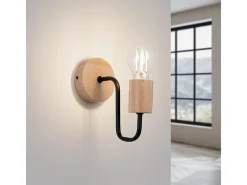 Sollux Lighting Aplique Para Pared-Lámpara De Pared Timbo Desván De Acero/Madera - 1 Fuentes Luminosas - L.8 X A.18,5 Cm - /Madera Natural Negro