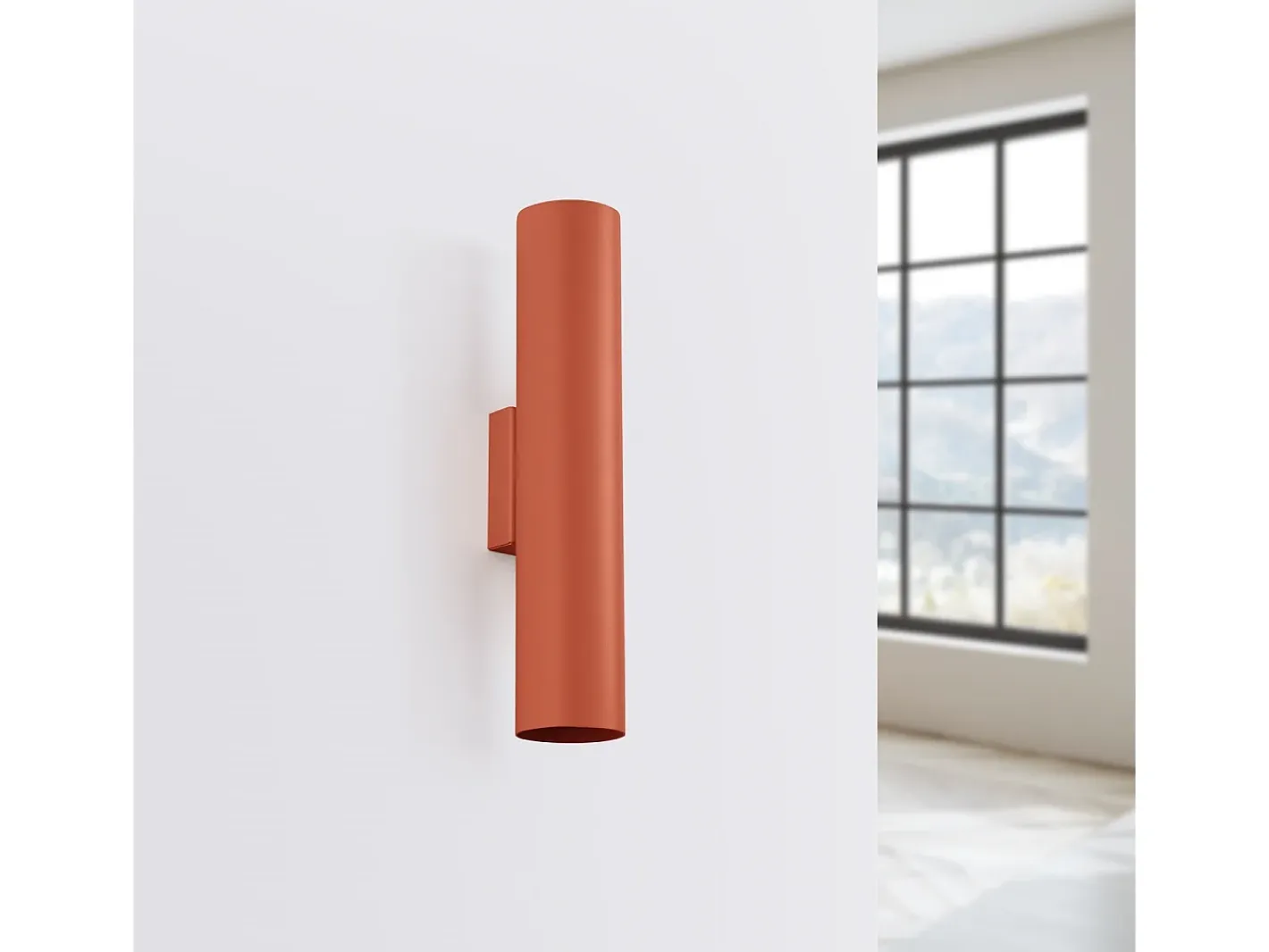 Sollux Lighting Aplique Para Pared-Lámpara de pared Toris desván de acero - 2 fuentes luminosas 3000K - L.6 x A.30 cm - ocre Rojo