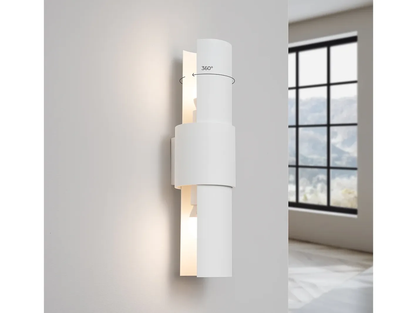 Sollux Lighting Lámpara de pared Torow minimalista de acero - 2 fuentes luminosas 4000K - L.10 x A.37 cm - Blanco