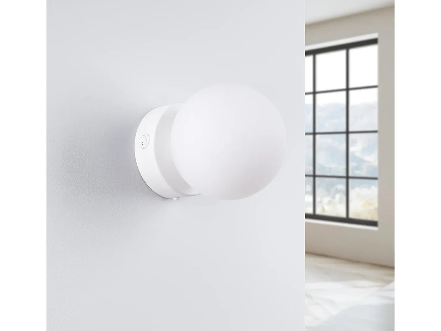 New Sollux Lighting Lámpara De Pared Yoli Moderno De Acero/Vidrio - 1 Fuentes Luminosas - L.12 X A.12 Cm - Blanco