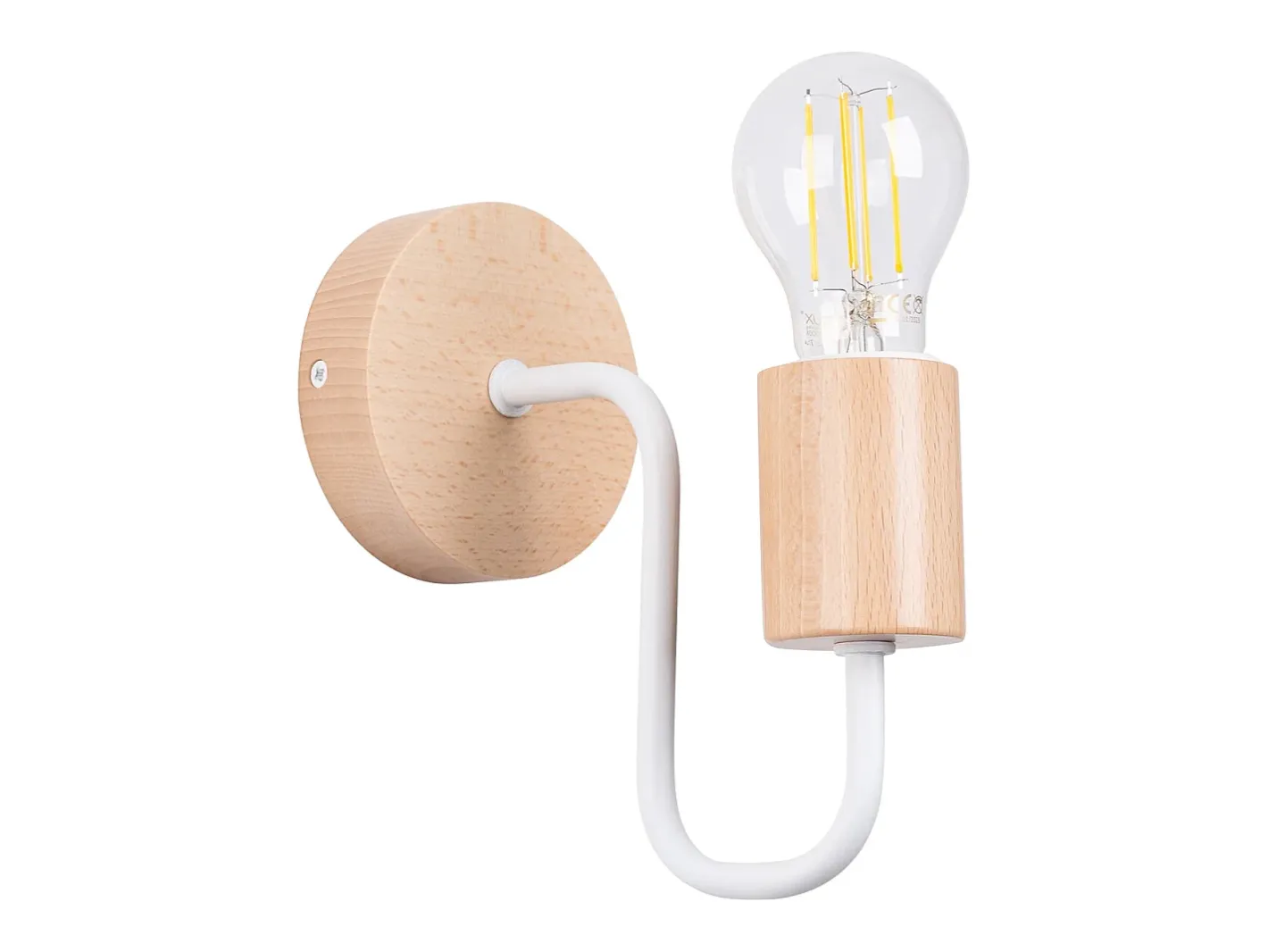 Sollux Lighting Aplique Para Pared-Lámpara de pared Zimbo desván de acero/madera - 1 fuentes luminosas 4000K - L.8 x A.18,5 cm - /madera natural Blanco
