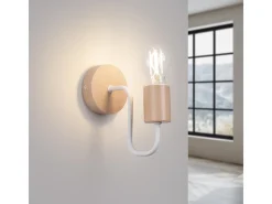 Sollux Lighting Aplique Para Pared-Lámpara de pared Zimbo desván de acero/madera - 1 fuentes luminosas 4000K - L.8 x A.18,5 cm - /madera natural Blanco