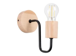 Sollux Lighting Aplique Para Pared-Lámpara de pared Zimbo desván de acero/madera - 1 fuentes luminosas 4000K - L.8 x A.18,5 cm - /madera natural Negro