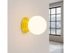 Sollux Lighting Aplique Para Pared-Lámpara de pared Zori minimalista de cerámica/vidrio vidriado - 1 fuentes luminosas - L.12 x A.12 cm - Amarillo