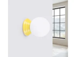 Sollux Lighting Aplique Para Pared-Lámpara de pared Zori minimalista de cerámica/vidrio vidriado - 1 fuentes luminosas - L.12 x A.12 cm - Amarillo