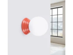Sollux Lighting Aplique Para Pared-Lámpara de pared Zori minimalista de cerámica/vidrio vidriado - 1 fuentes luminosas - L.12 x A.12 cm - durazno Rosa