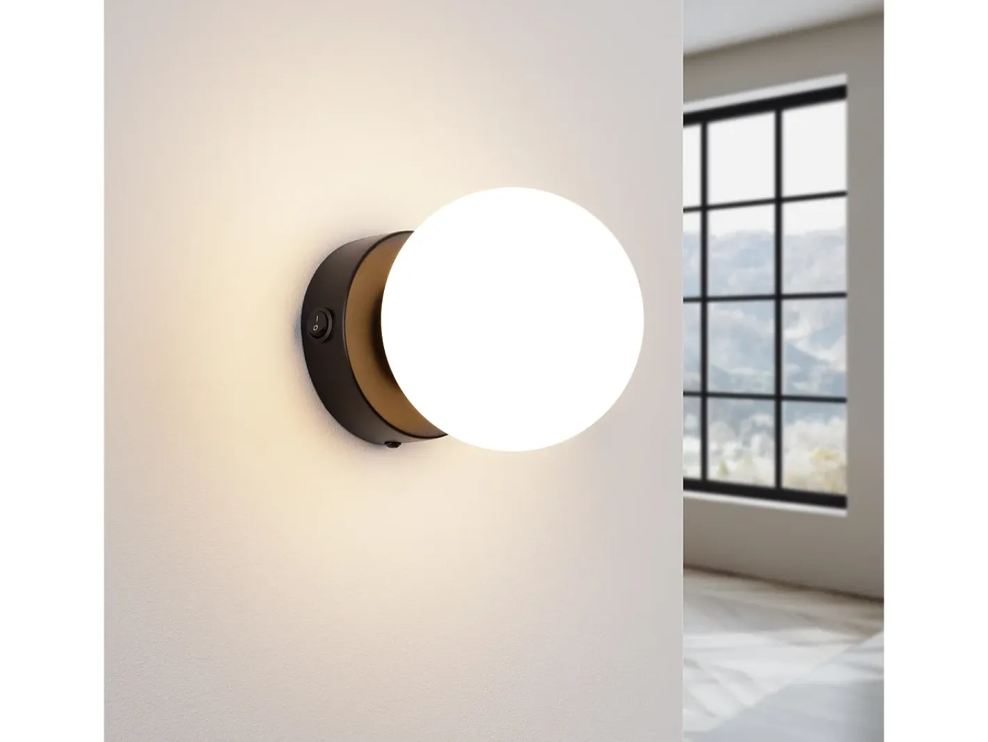Sollux Lighting Lámpara de pared Zynfi moderno de acero/vidrio - 1 fuentes luminosas 4000K - L.12 x A.12 cm - Negro Sale