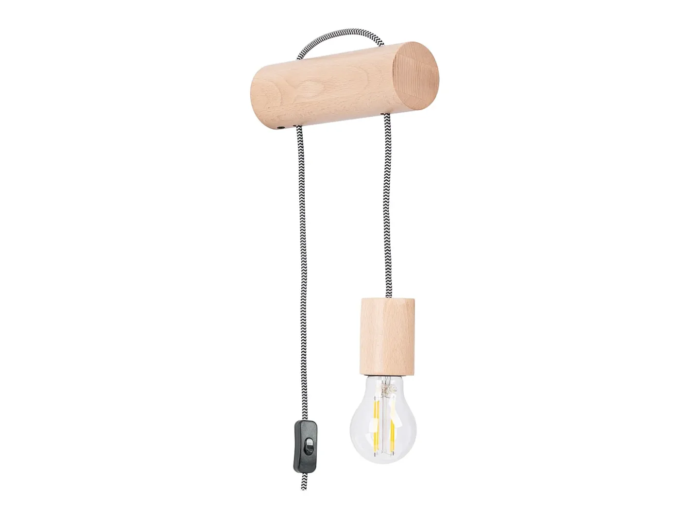 Sollux Lighting Aplique Para Pared-Lámpara de pared Zynto desván de madera - 1 fuentes luminosas 3000K - L.6 x A.55 cm - madera natural//negro Blanco