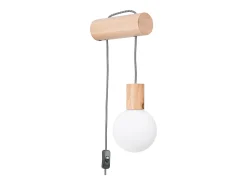 Sollux Lighting Aplique Para Pared-Lámpara de pared Zynto desván de madera/vidrio - 1 fuentes luminosas 3000K - L.6 x A.67 cm - madera natural//negro Blanco