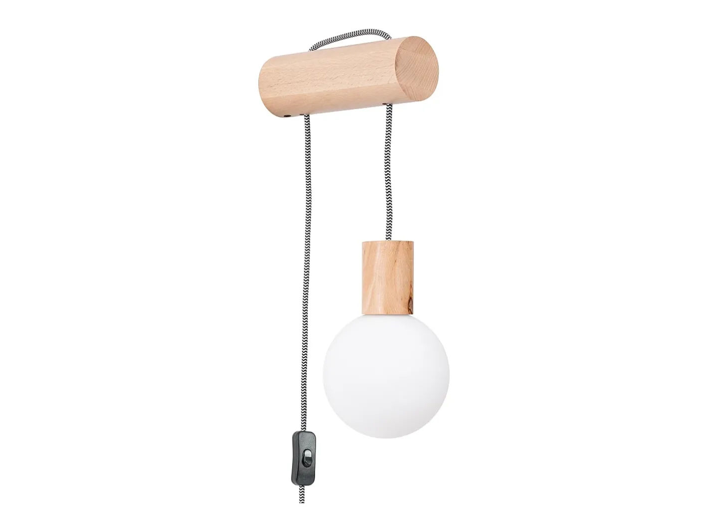 Sollux Lighting Aplique Para Pared-Lámpara de pared Zynto desván de madera/vidrio - 1 fuentes luminosas 3000K - L.6 x A.67 cm - madera natural//negro Blanco