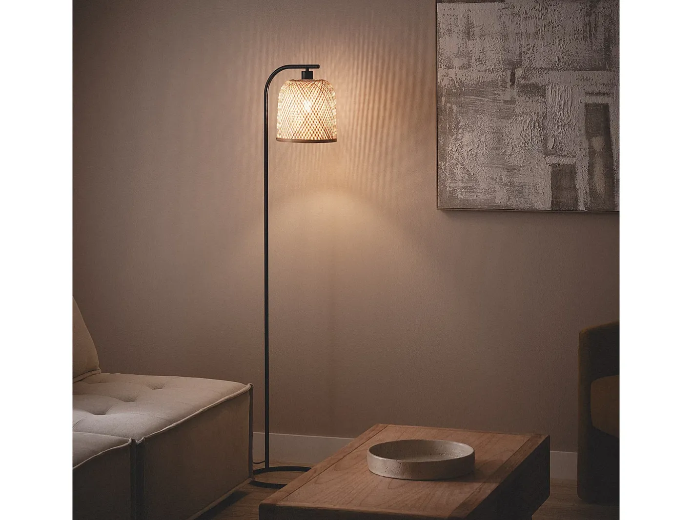 Ledkia Lámpara De Pie-Lámpara de Pié Bambú Adola Natural Color natural claro