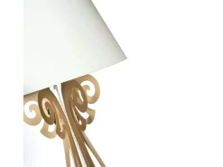 Lámpara De Pie-Lámpara de pie Circeo 60x180 cm Estructura de hierro blanco con pantalla color arena Diseño vintage moderno con interruptor de pie Made in Italy Multicolor
