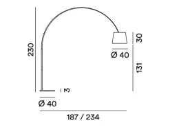 Best Lámpara de pie curva LED Arche de metal, 1 bombilla E27 máx. 60 W, 230 cm de altura, cabezal ajustable 180°, color - Perenz Negro