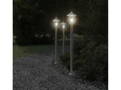 Helloshop26 Lámpara de pie de exterior plateada 120 cm acero inoxidable Plata 02_0042516 Gris