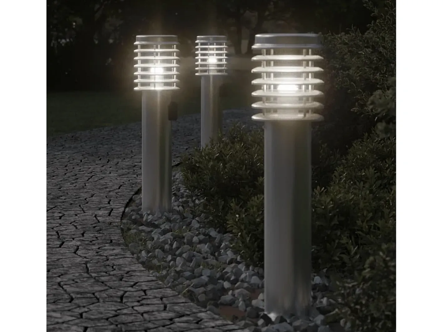 Helloshop26 Iluminación Exterior-Lámpara de pie de exterior con salida plateada 60 cm acero inoxidable Plata 02_0042533 Gris